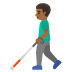 👨🏾‍🦯 man with white cane: medium-dark skin tone display on Google